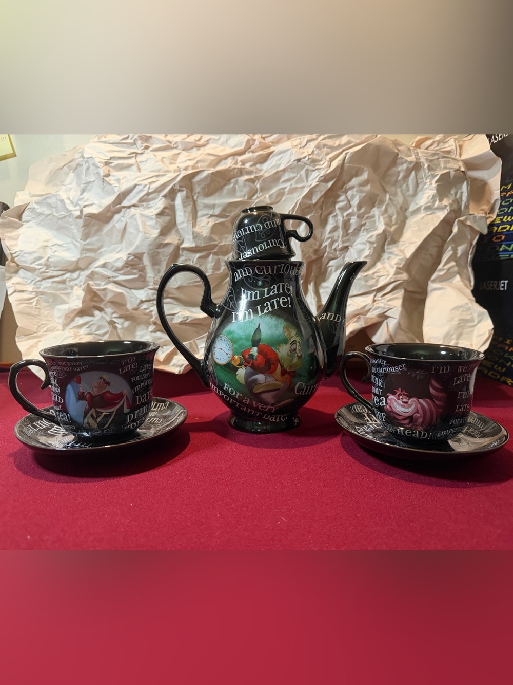 Disney Black Alice in Wonderland Illustrated Ceramic Teapot Set